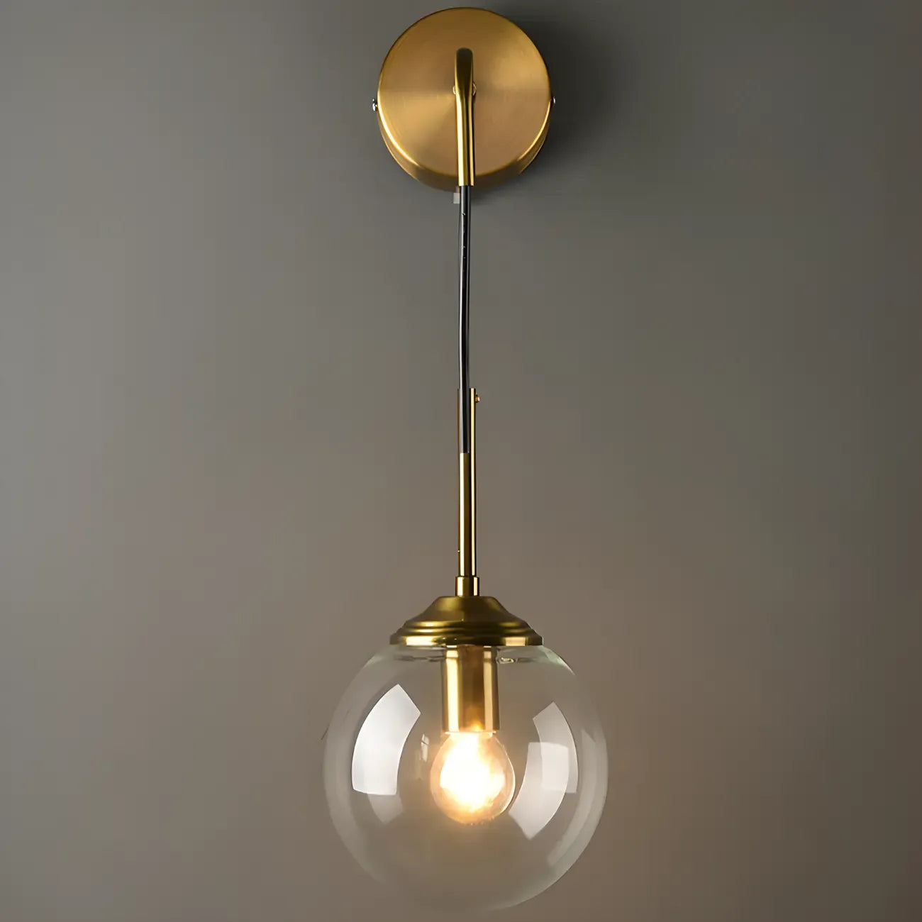 Applique murale moderne en verre doré avec globe pour salle de bain