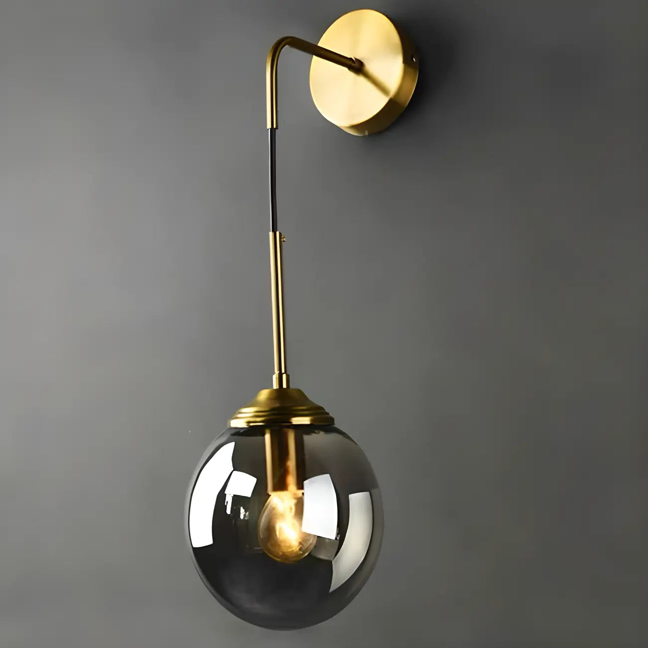 Applique murale moderne en verre doré avec globe pour salle de bain