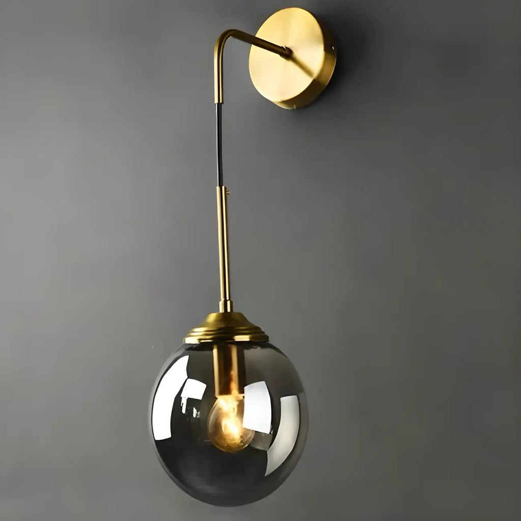 Applique murale moderne en verre doré avec globe pour salle de bain