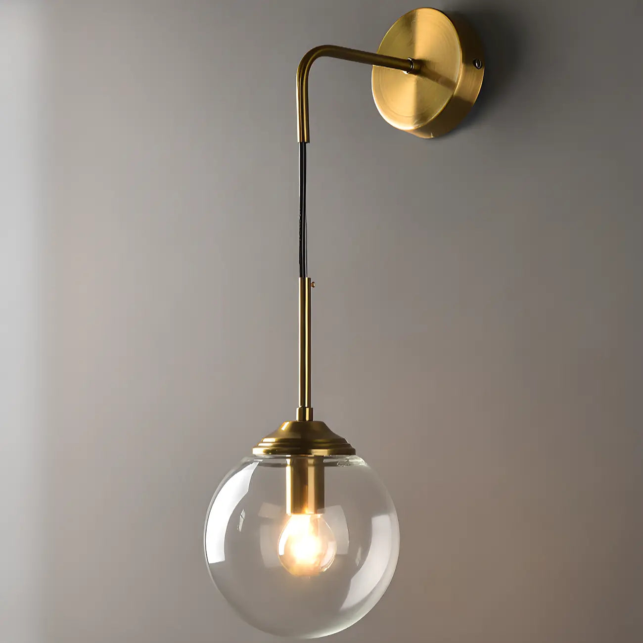 Applique murale moderne en verre doré avec globe pour salle de bain