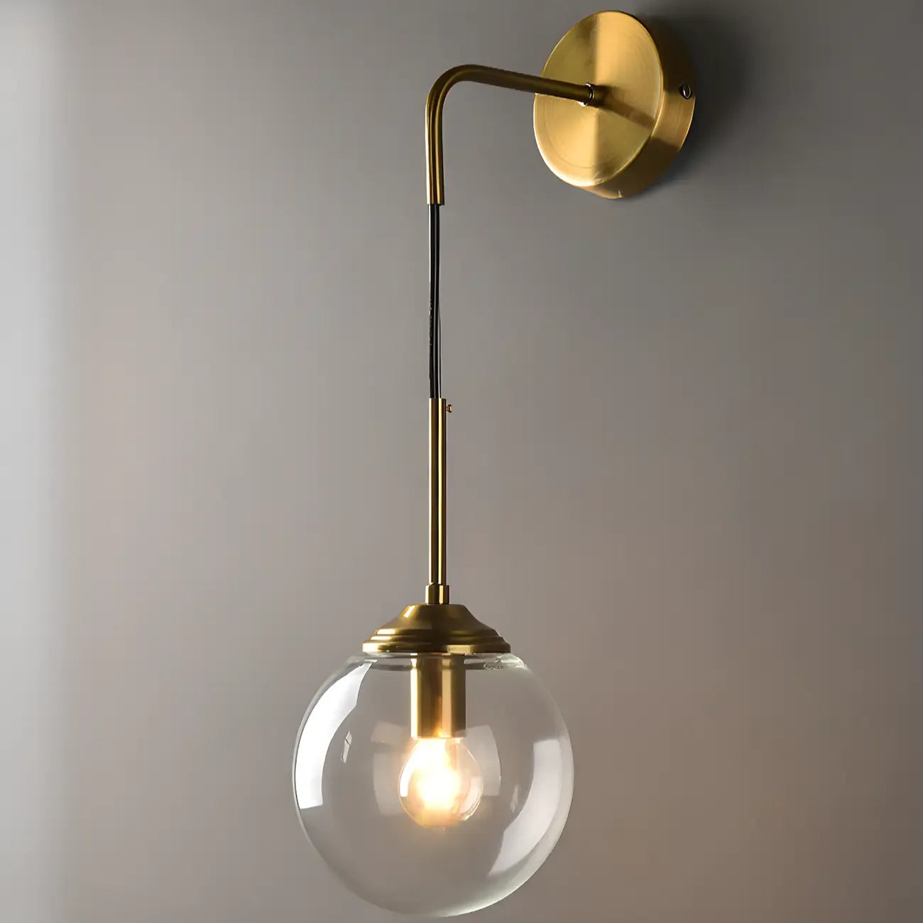 Applique murale moderne en verre doré avec globe pour salle de bain
