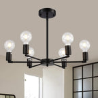 Lustre Sputnik minimaliste en métal noir de style industriel
