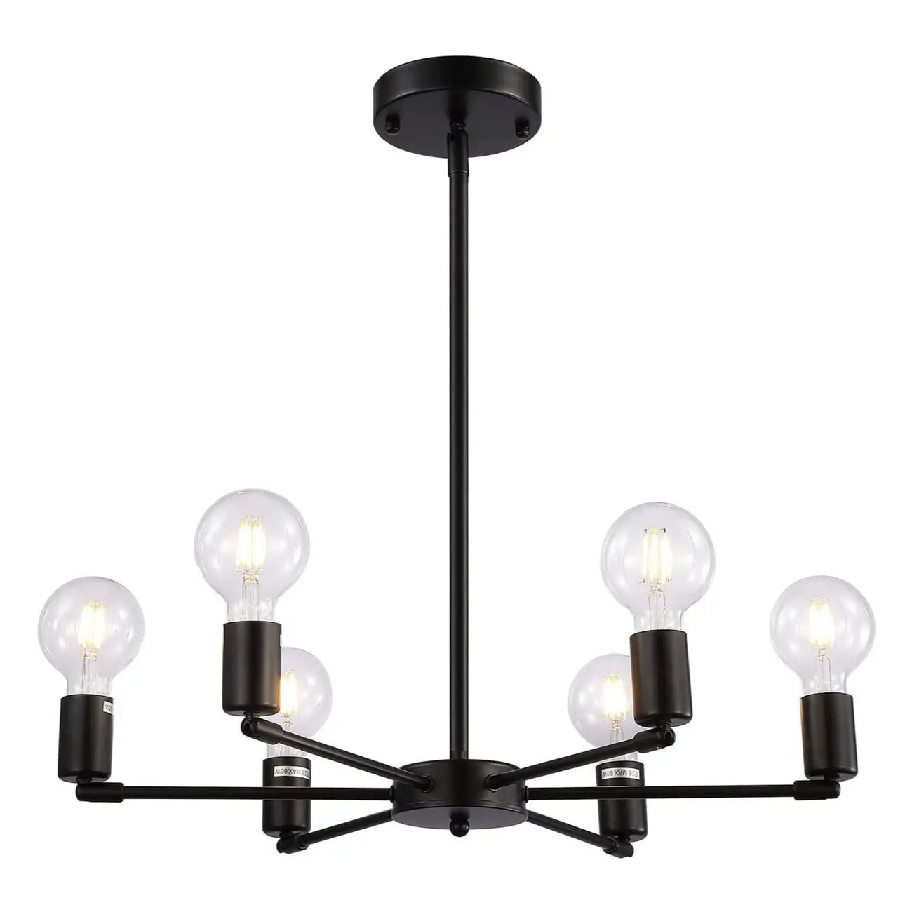 Lustre Sputnik minimaliste en métal noir de style industriel