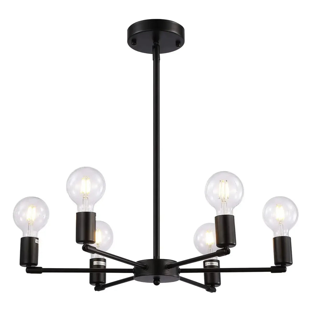Lustre Sputnik minimaliste en métal noir de style industriel