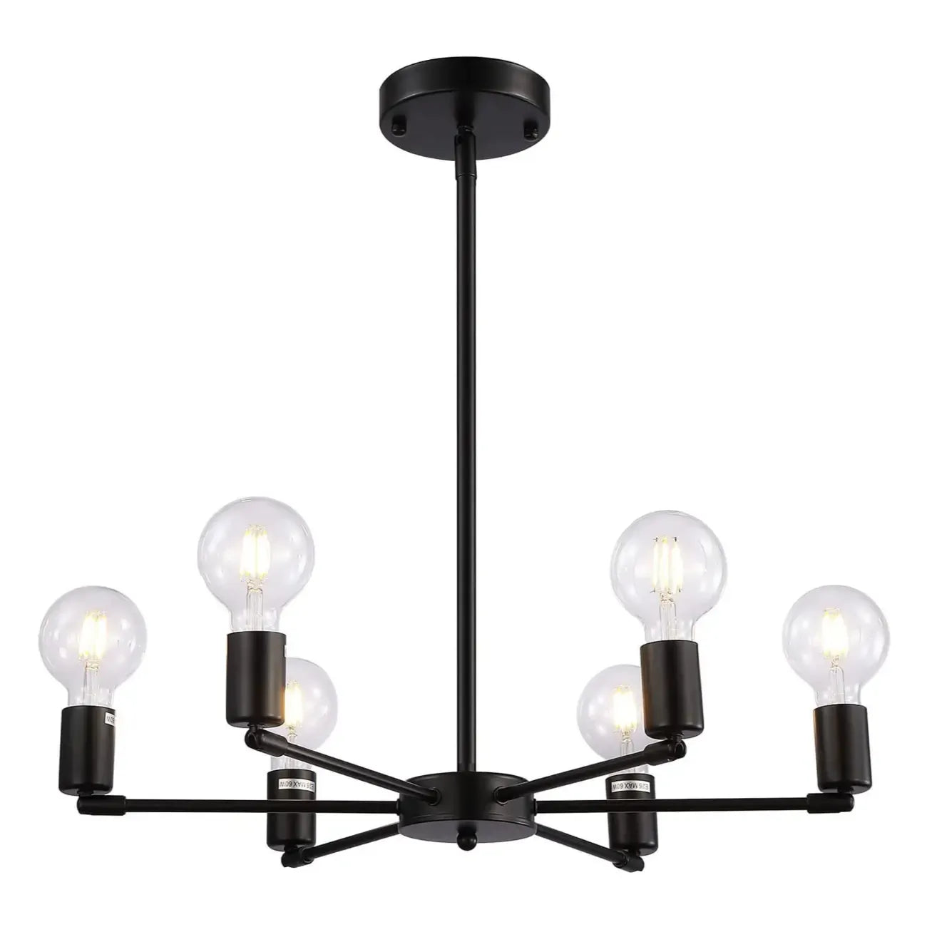 Lustre Sputnik minimaliste en métal noir de style industriel