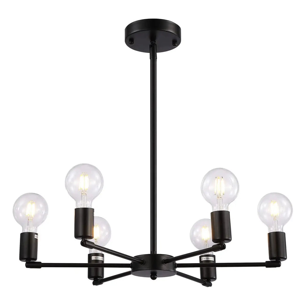 Lustre Sputnik minimaliste en métal noir de style industriel