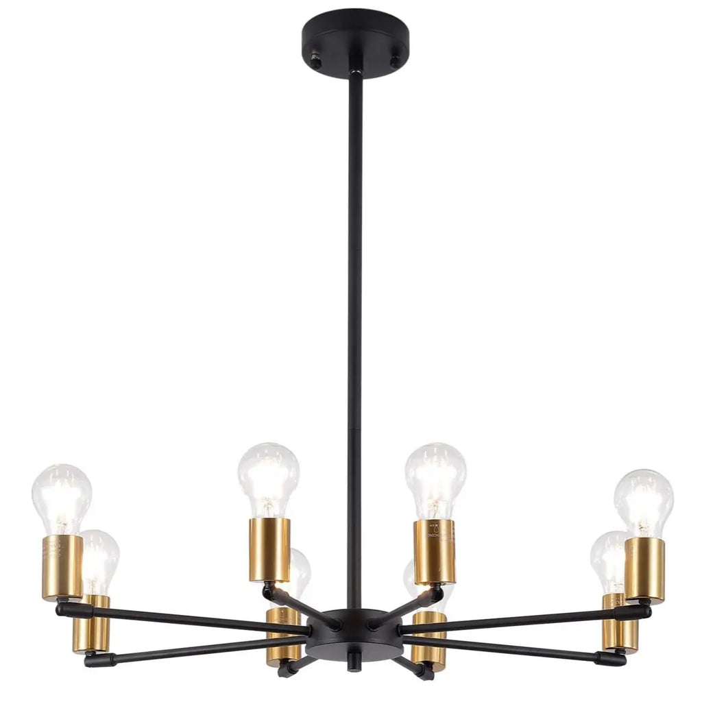 Lustre Sputnik minimaliste en métal noir de style industriel