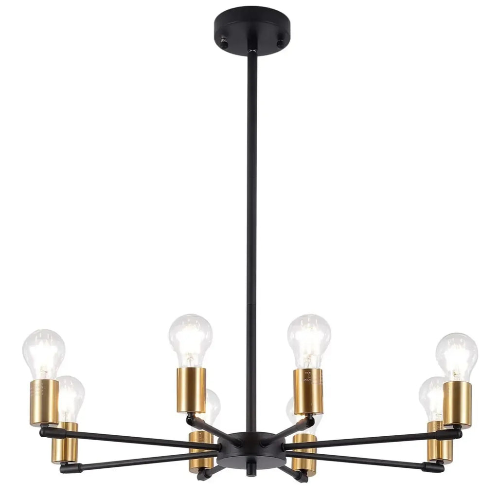 Lustre Sputnik minimaliste en métal noir de style industriel