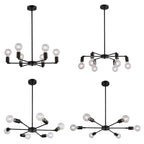 Lustre Sputnik minimaliste en métal noir de style industriel