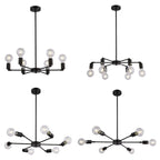 Lustre Sputnik minimaliste en métal noir de style industriel