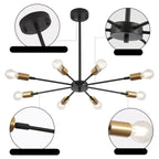Lustre Sputnik minimaliste en métal noir de style industriel