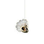 Suspension moderne à intensité variable LED en acrylique doré et motif floral