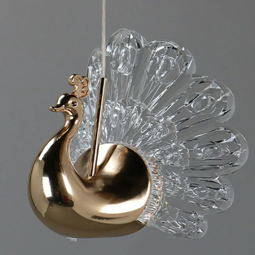 Suspension moderne à intensité variable LED en acrylique doré et motif floral