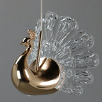 Suspension moderne à intensité variable LED en acrylique doré et motif floral