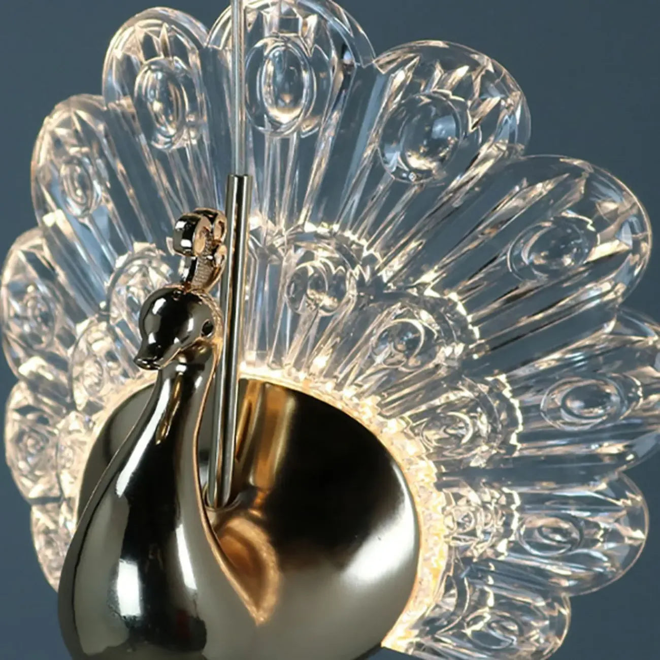 Suspension moderne à intensité variable LED en acrylique doré et motif floral