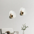Suspension moderne à intensité variable LED en acrylique doré et motif floral