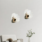 Suspension moderne à intensité variable LED en acrylique doré et motif floral