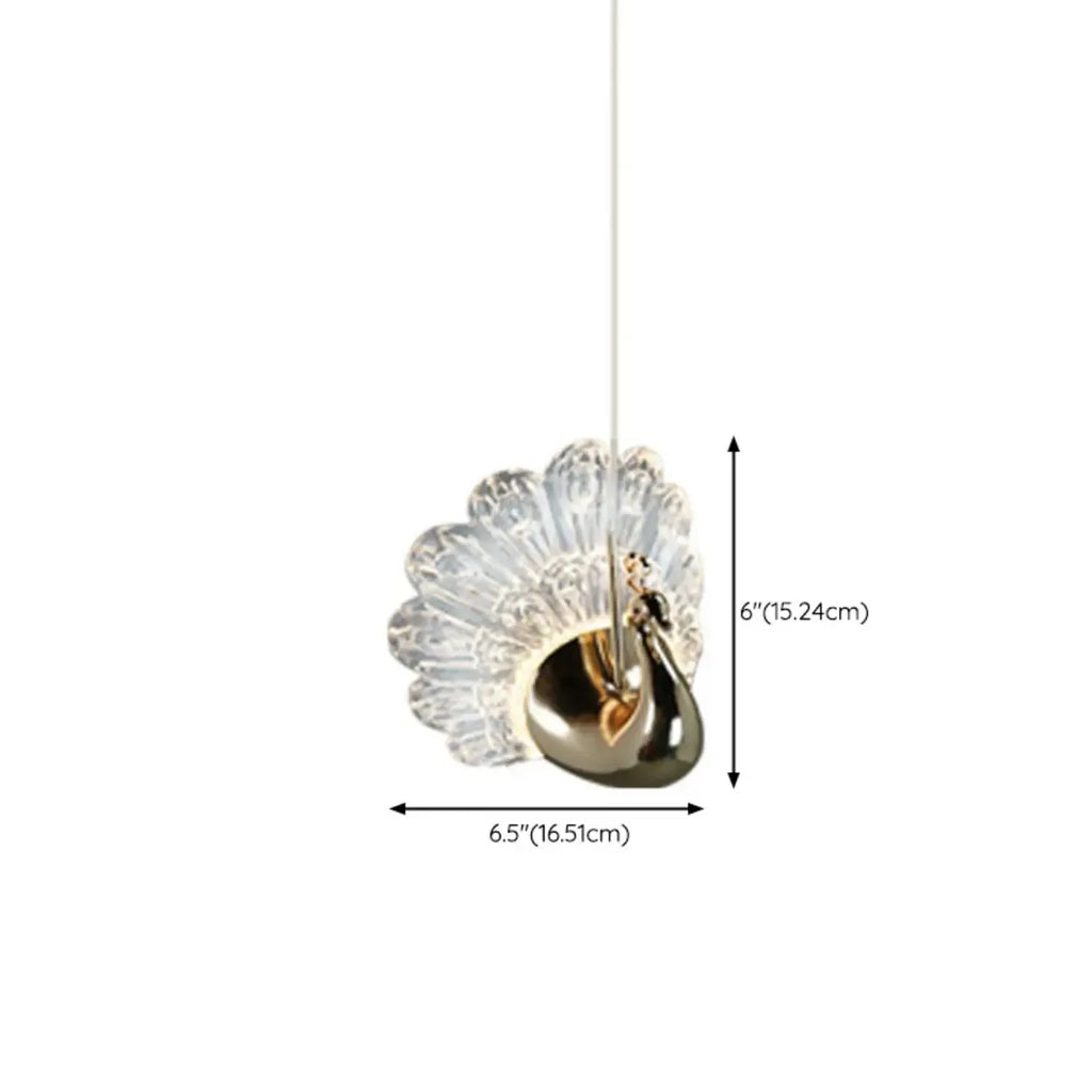 Suspension moderne à intensité variable LED en acrylique doré et motif floral