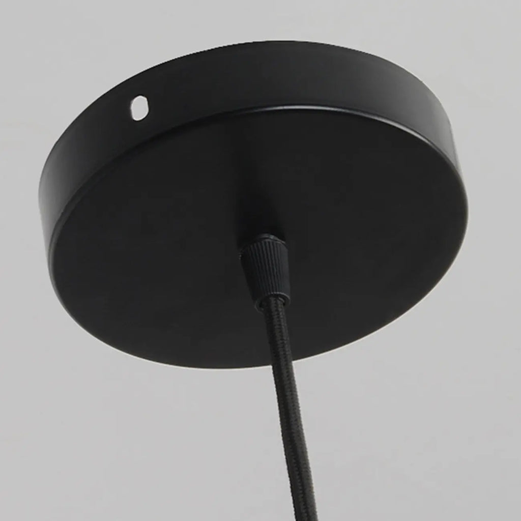 Suspension moderne en métal noir et pierre avec globe à deux broches