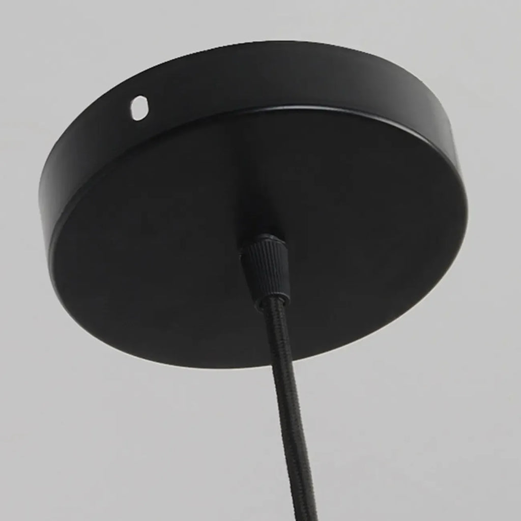 Suspension moderne en métal noir et pierre avec globe à deux broches