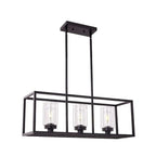 Suspension cylindrique en verre et métal noir de style industriel pour îlot de cuisine