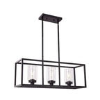 Suspension cylindrique en verre et métal noir de style industriel pour îlot de cuisine