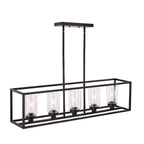 Suspension cylindrique en verre et métal noir de style industriel pour îlot de cuisine