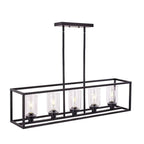 Suspension cylindrique en verre et métal noir de style industriel pour îlot de cuisine