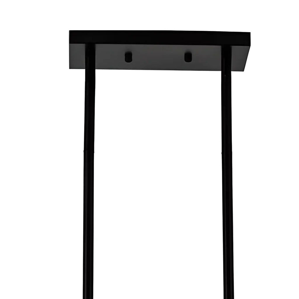 Suspension cylindrique en verre et métal noir de style industriel pour îlot de cuisine