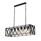 Suspension industrielle rectangulaire en métal réglable pour îlot de cuisine