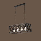 Suspension industrielle rectangulaire en métal réglable pour îlot de cuisine