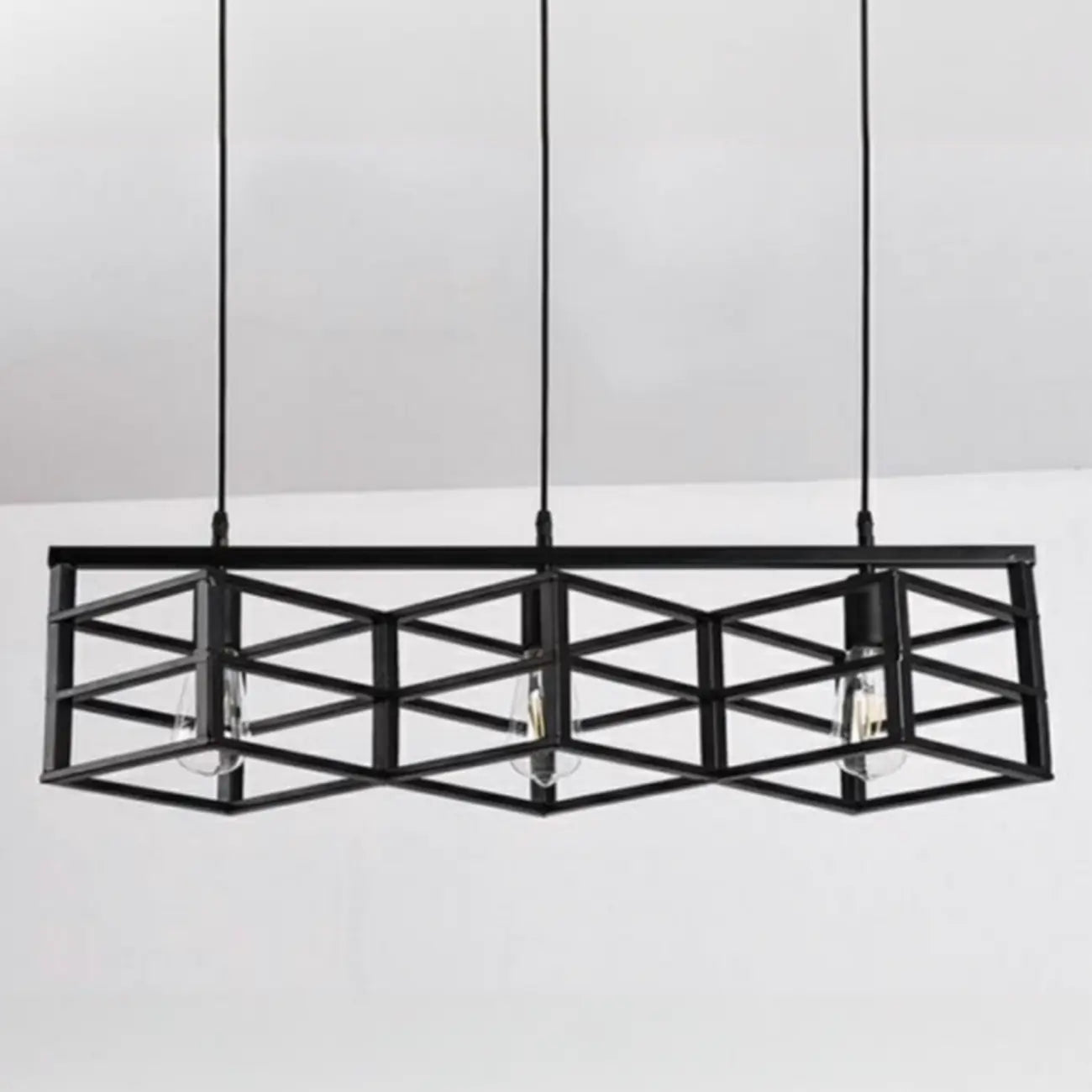 Suspension industrielle rectangulaire en métal réglable pour îlot de cuisine