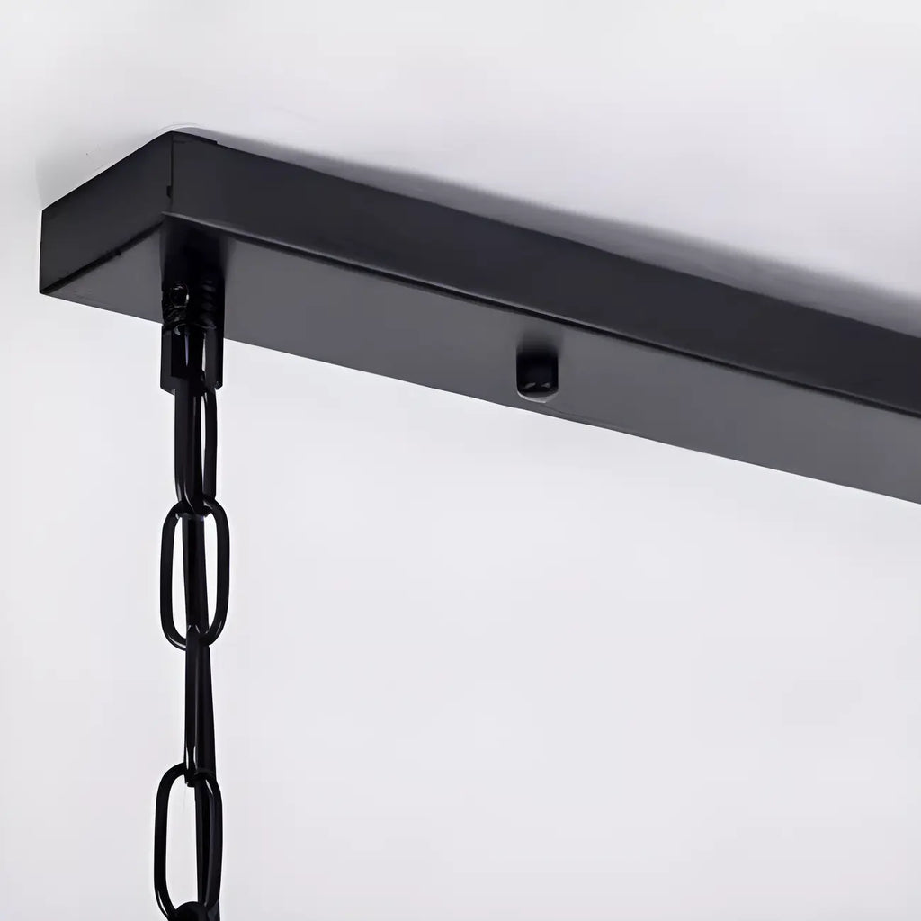 Suspension industrielle rectangulaire en métal réglable pour îlot de cuisine