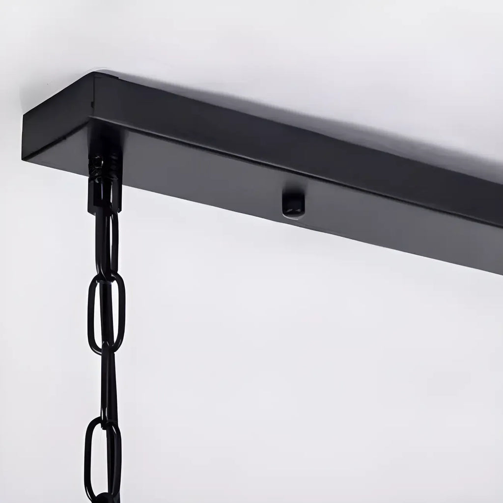Suspension industrielle rectangulaire en métal réglable pour îlot de cuisine