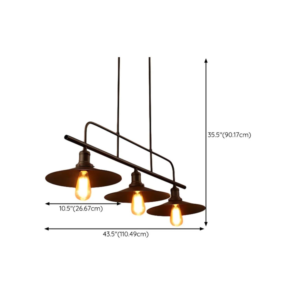 Suspension industrielle rectangulaire en métal réglable pour îlot de cuisine