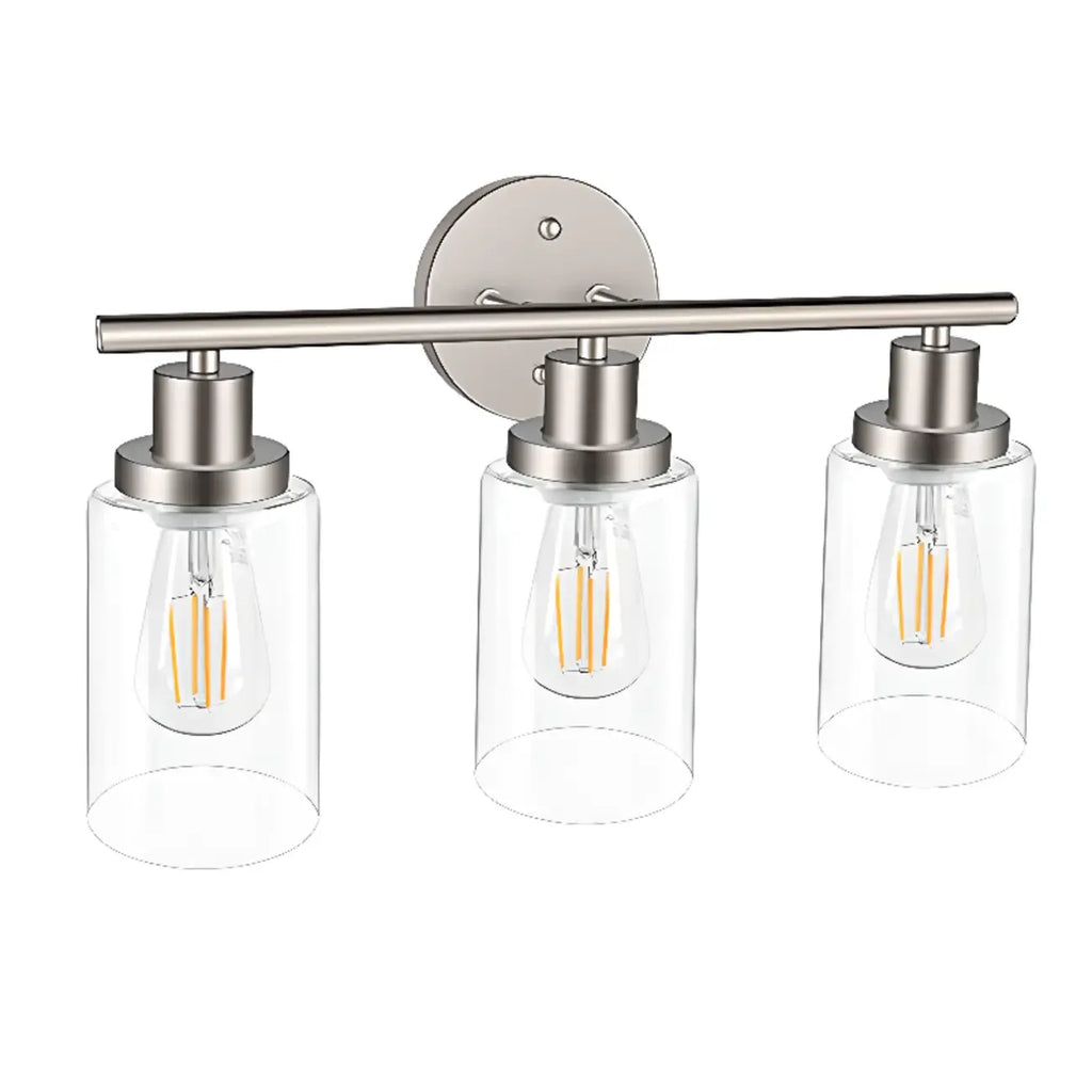 Applique murale cylindrique noire industrielle à 3 lumières pour salle de bain