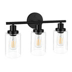Applique murale cylindrique noire industrielle à 3 lumières pour salle de bain
