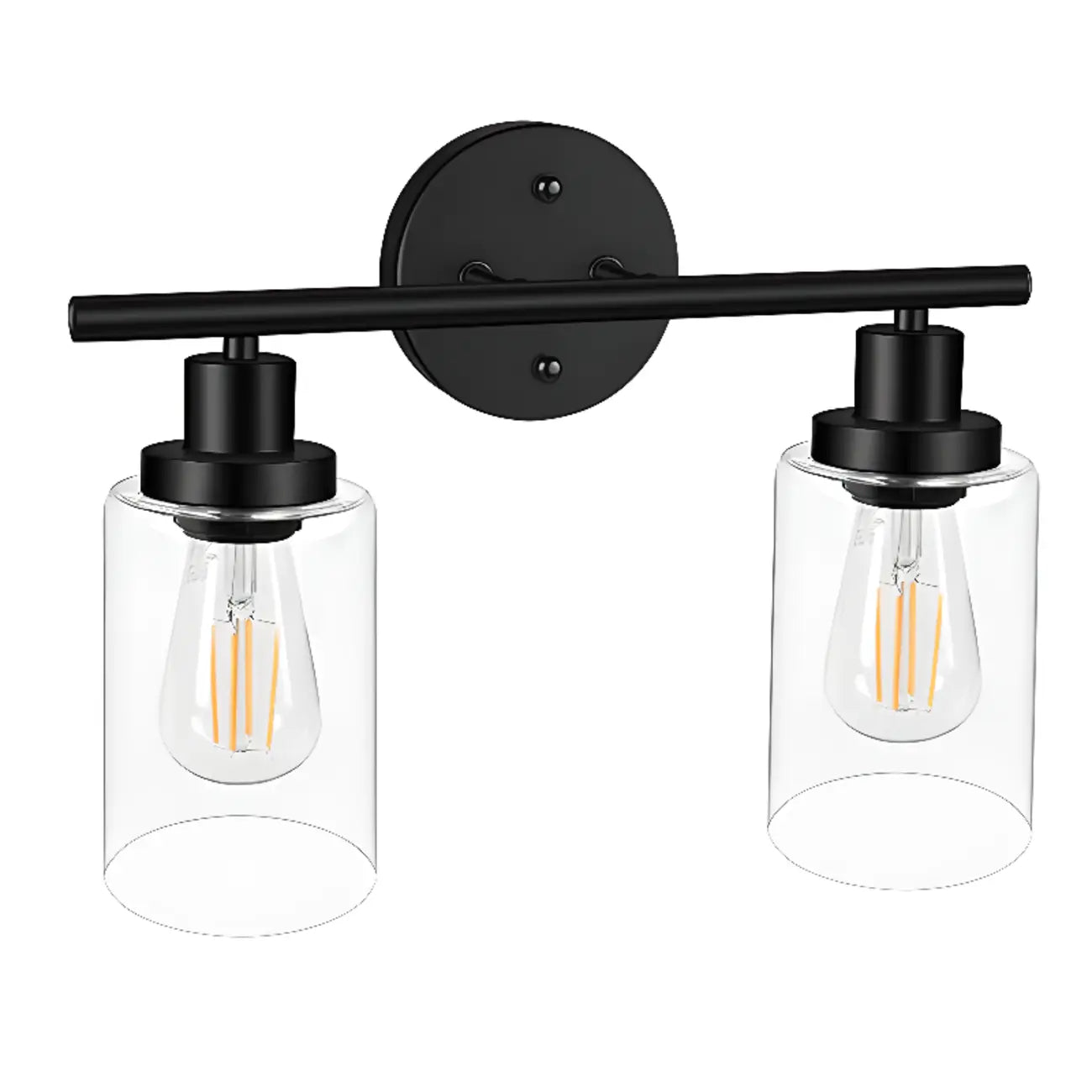 Applique murale cylindrique noire industrielle à 3 lumières pour salle de bain