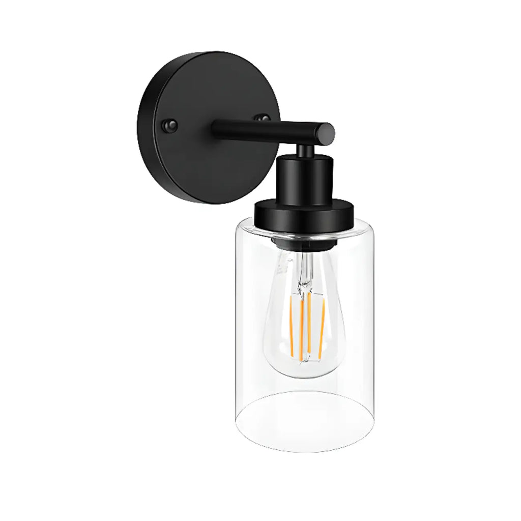 Applique murale cylindrique noire industrielle à 3 lumières pour salle de bain