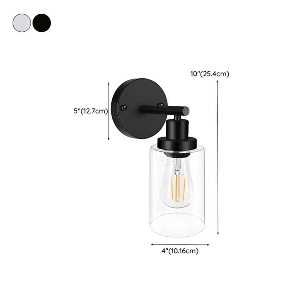 Applique murale cylindrique noire industrielle à 3 lumières pour salle de bain