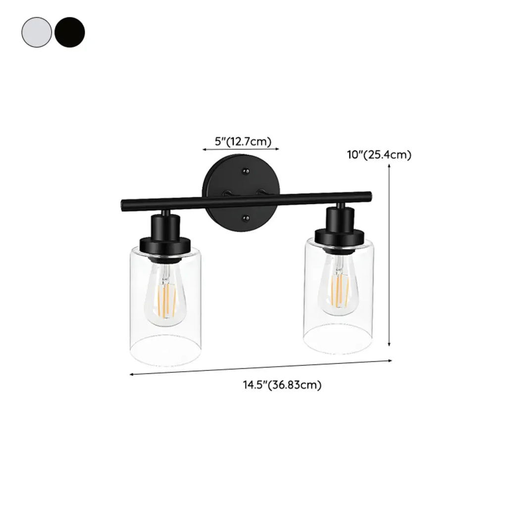 Applique murale cylindrique noire industrielle à 3 lumières pour salle de bain