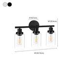 Applique murale cylindrique noire industrielle à 3 lumières pour salle de bain