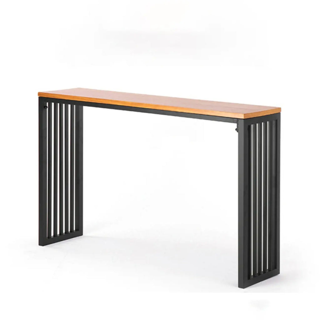 Tables de bar rectangulaires de style industriel, en bois brun et pieds en métal