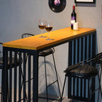 Tables de bar rectangulaires de style industriel, en bois brun et pieds en métal