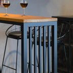 Tables de bar rectangulaires de style industriel, en bois brun et pieds en métal