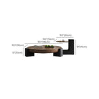 Table basse trépied ronde en bois noir et marron au style funky