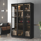 Grande armoire à vin moderne en bois noir avec portes vitrées