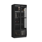 Grande armoire à vin moderne en bois noir avec portes vitrées