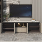 Mobile TV a cassetti lungo in pietra grigio scuro 94 con luci LED