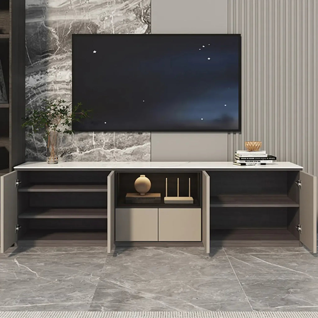 Mobile TV a cassetti lungo in pietra grigio scuro 94 con luci LED